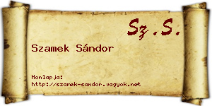 Szamek Sándor névjegykártya
